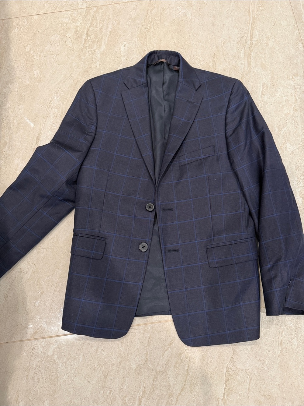 Boy's Navy Windowpane Blazer - Classic Tailored Jacket